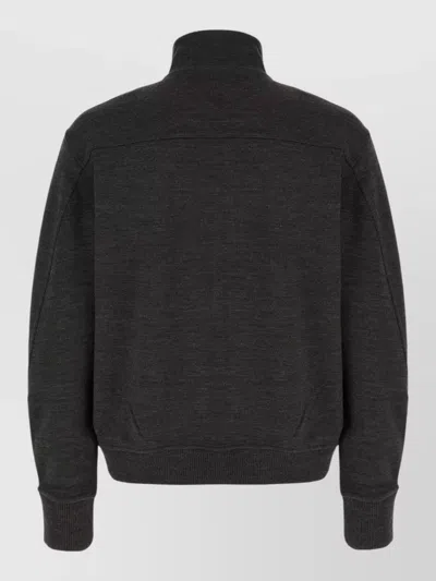 Givenchy Wool Blend Sweatshirt High Collar Side Pockets In Black