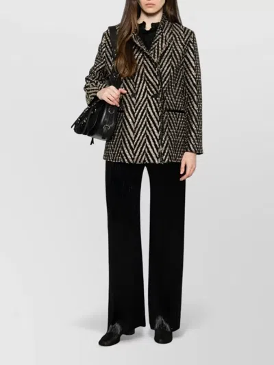 Forte Forte Chevron Pattern Oversized High Neck Jacket In Black