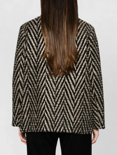 Forte Forte Chevron Pattern Oversized High Neck Jacket In Black