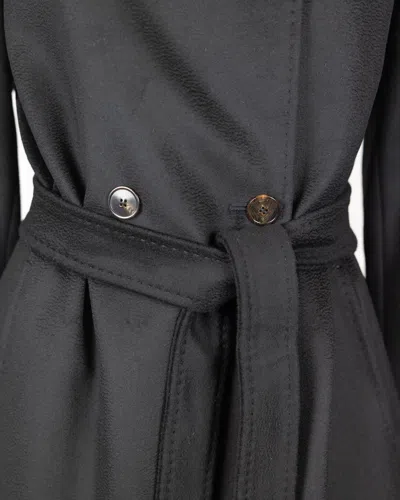 Max Mara Studio Belted Wool Coat In Blue