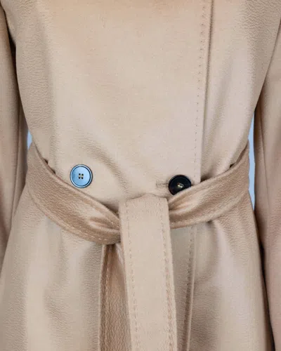 Max Mara Studio Belted Double-breasted Long Coat In Neutral