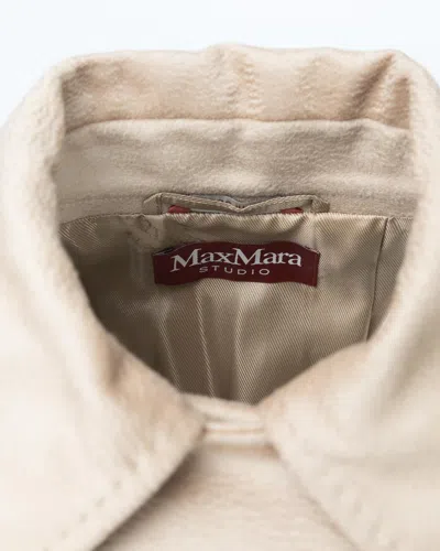 Max Mara Studio Belted Double-breasted Long Coat In Neutral