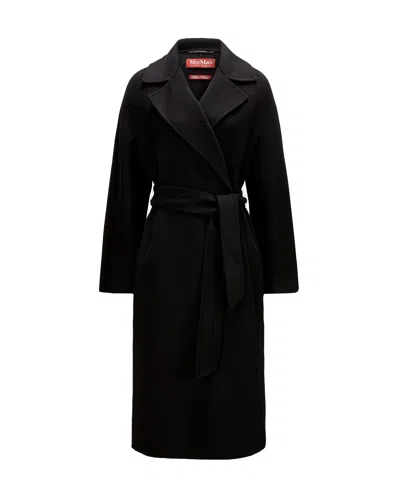 Max Mara Studio Cles Single-breasted Wool Coat In Black