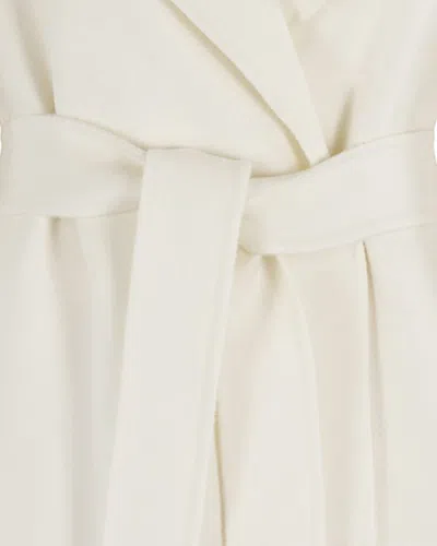 Max Mara Studio Belted Wool Blend Wrap Coat In White