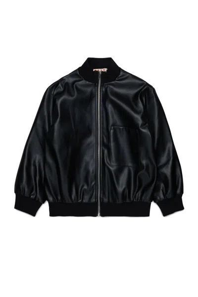 Marni Kids Varsity Bomber Jacket In Black