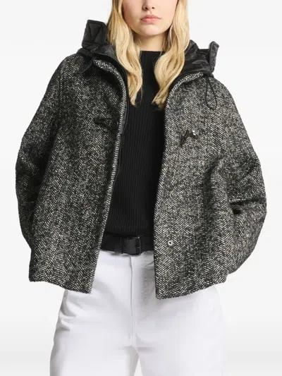Fay Herringbone Toggle Coat In Black