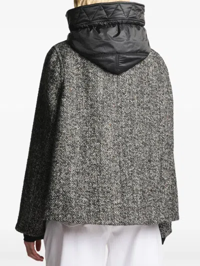 Fay Herringbone Toggle Coat In Black