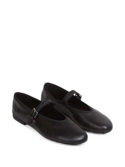 The Row Boheme Mary Jane Ballet Flats In Black Lambskin Leather In Black