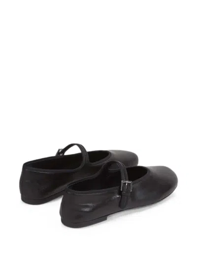 The Row Boheme Mary Jane Ballet Flats In Black Lambskin Leather In Black