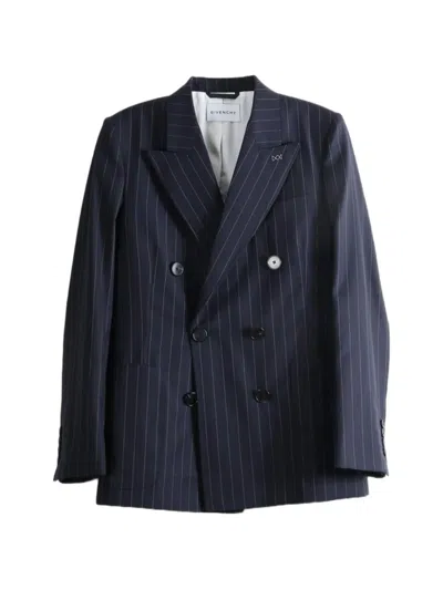 Givenchy Double Breasted Jacket Pinstripe Front Pockets In Blue