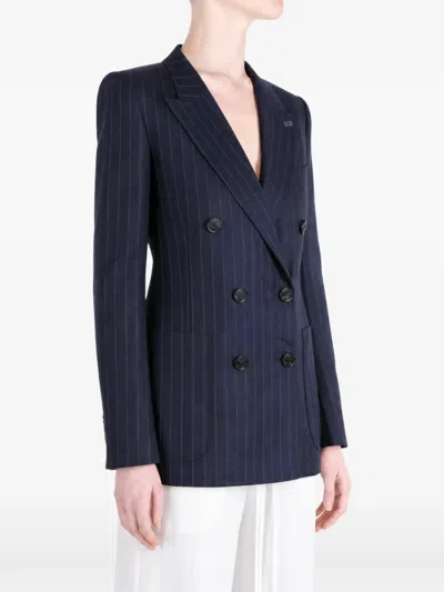 Givenchy Double Breasted Jacket Pinstripe Front Pockets In Blue