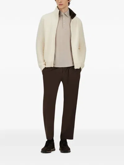Herno Drawstring Suede-effect Trousers In Brown