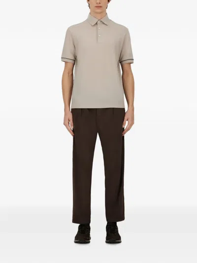 Herno Drawstring Suede-effect Trousers In Brown