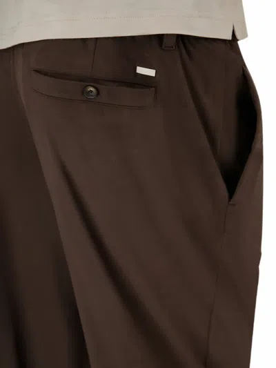 Herno Drawstring Suede-effect Trousers In Brown