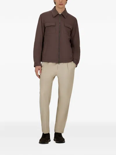 Herno Suede-effect Jacket In Brown