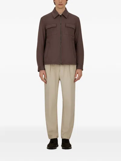 Herno Suede-effect Jacket In Brown