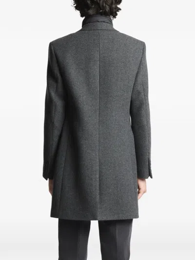 Fay Tailored Three-button Coat With Herringbone Pattern And Padded Insert In Gray