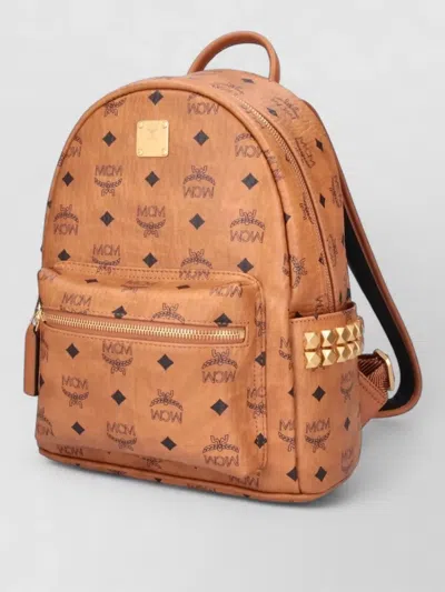 Mcm Backpacks Top Handle Adjustable Straps Front Pocket In Brown