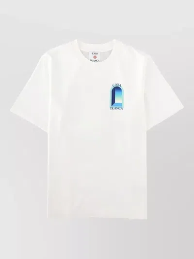 Casablanca Cotton Crew Neck Graphic Print T Shirt In White