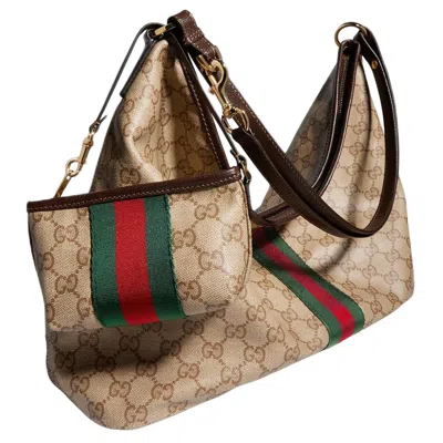 Gucci Large Shoulder Bag With Web In Nude