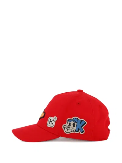 Kenzo Logo-patch Baseball Cap In Red