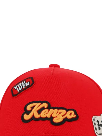 Kenzo Logo-patch Baseball Cap In Red