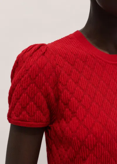 Me+em Smocked Knit Slim Tee Ruby Red In Red