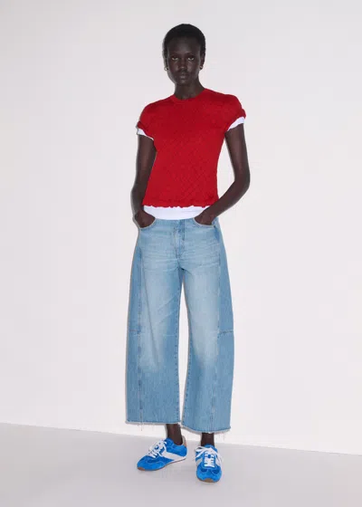 Me+em Smocked Knit Slim Tee Ruby Red In Red