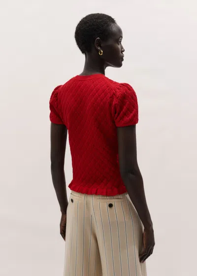 Me+em Smocked Knit Slim Tee Ruby Red In Red
