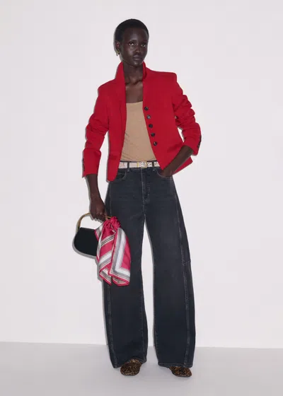 Me+em Fitted Panel Jacket Ruby Red In Gray