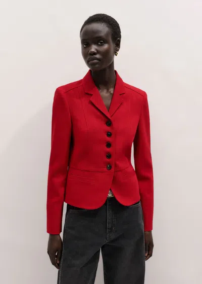 Me+em Fitted Panel Jacket Ruby Red In Gray