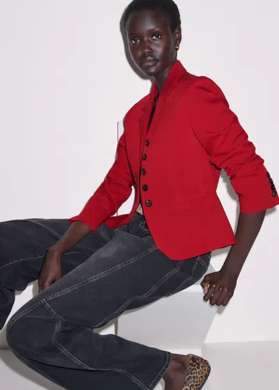 Me+em Fitted Panel Jacket Ruby Red In Gray