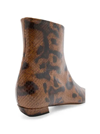 Proenza Schouler Trap Flat Ankle Boots In Embossed-python In Brown