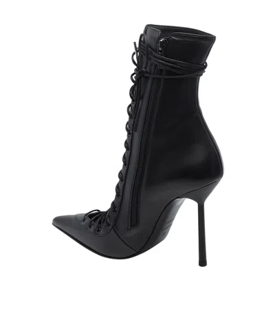 Le Silla Colette Lace-up Leather Ankle Boot In Black