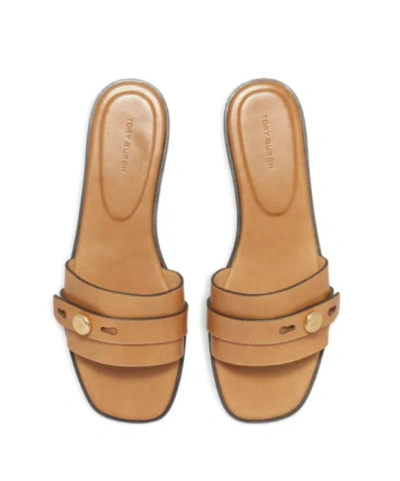 Tory Burch Romy Button Strap Slide In Brown