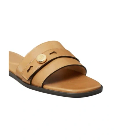 Tory Burch Romy Button Strap Slide In Brown