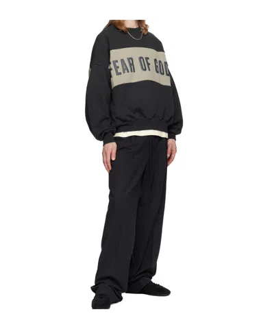 Essentials Patterned Drop-shoulder Sweatshirt In Black
