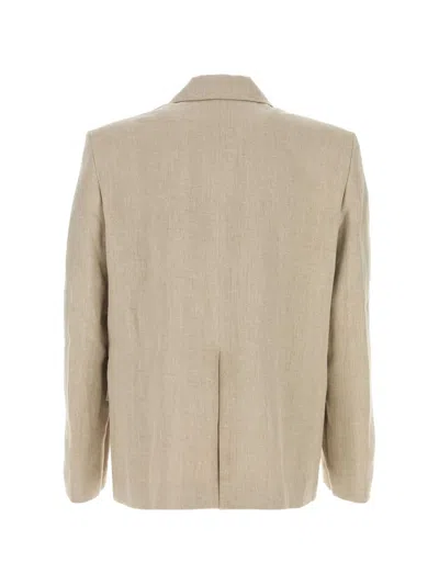 Séfr Donovan Linen Blazer Double Breasted Design In Neutral