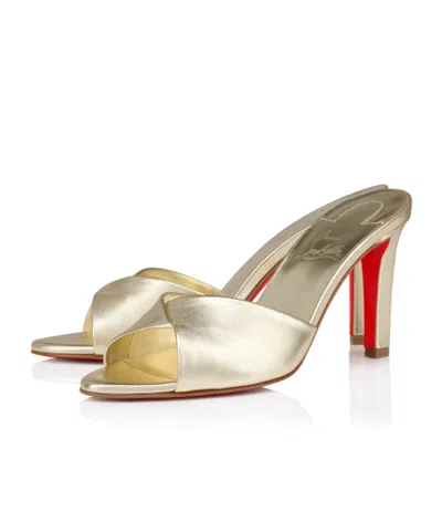 Christian Louboutin 85mm Fanny Metallic Leather Slide Sandals In Gold