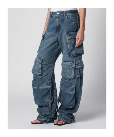 Attico Multi-pocket Cargo Pants In Blue
