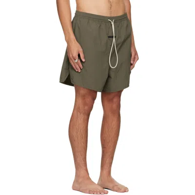 Essentials Drawstring Swim Trunks In Brown