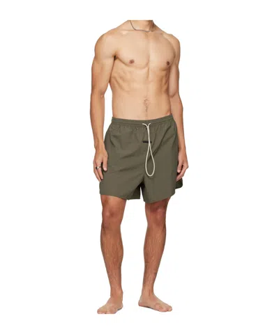 Essentials Drawstring Swim Trunks In Brown