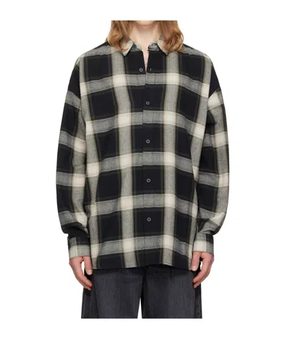Essentials Plaid-pattern Logo-print Shirt In Black