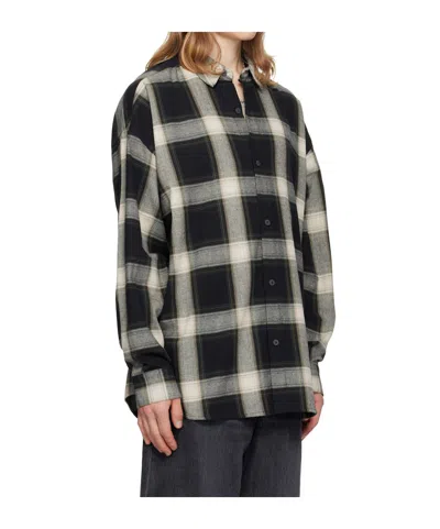 Essentials Plaid-pattern Logo-print Shirt In Black