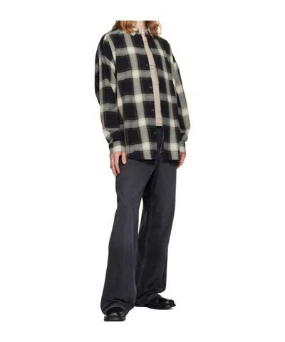 Essentials Plaid-pattern Logo-print Shirt In Black