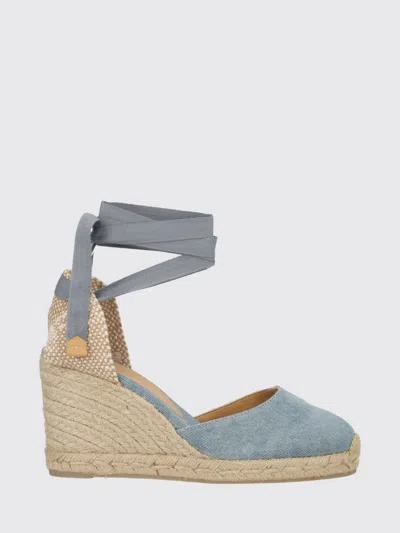 Castaã±er Blue Solid Lace-up Wedges In Multi