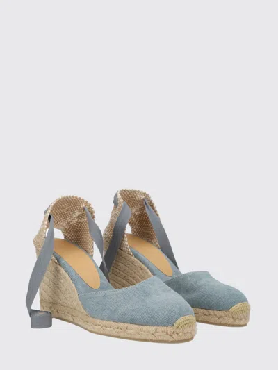 Castaã±er Blue Solid Lace-up Wedges In Multi