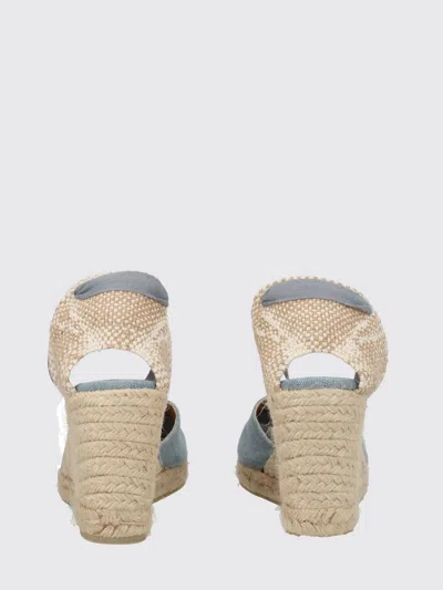 Castaã±er Blue Solid Lace-up Wedges In Multi