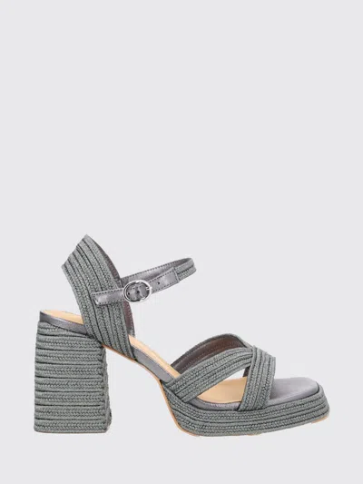 Castaã±er Silver Textured Valley Sandals In Silver