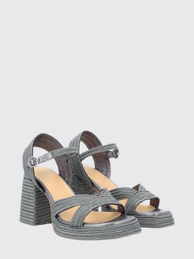 Castaã±er Silver Textured Valley Sandals In Silver
